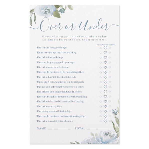 Dusty blue floral Over or Under  game