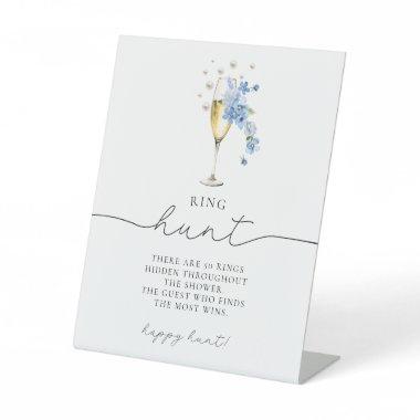 Dusty Blue Floral Pearls & Prosecco Ring Hunt Pedestal Sign
