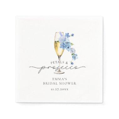 Dusty Blue Floral Petals & Prosecco  Napkins