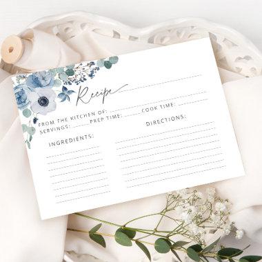 Dusty blue floral recipe Invitations