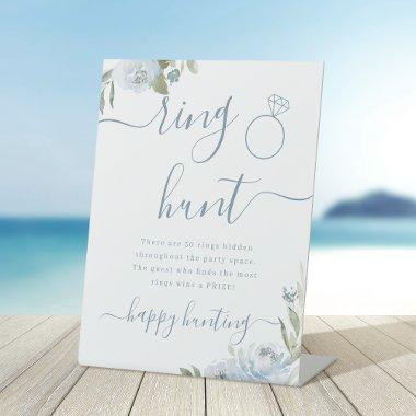Dusty blue floral ring hunt  game pedestal sign