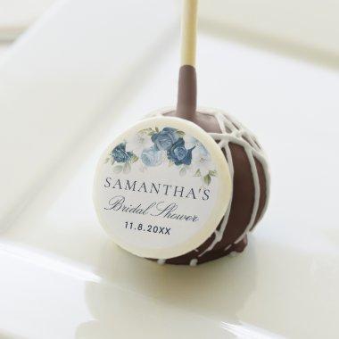 Dusty Blue Floral Script Bloom Bridal Shower Cake Pops