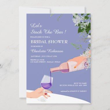 Dusty Blue Floral Stock The Bar Bridal Shower Invitations