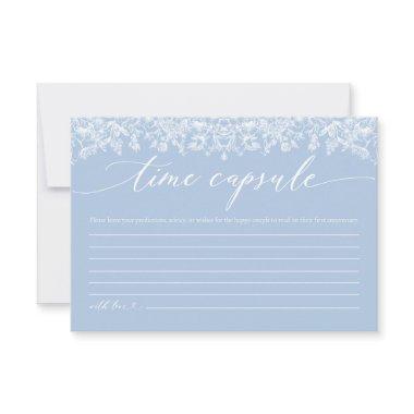 Dusty Blue Floral Time Capsule Bridal Shower Invitations