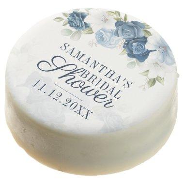 Dusty Blue Floral Watercolor Script  Chocolate Covered Oreo