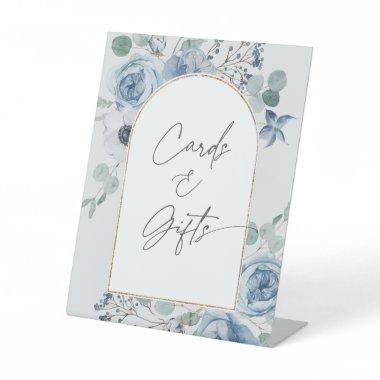 Dusty blue floral wedding Invitations and gifts Pedestal Sign