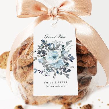 Dusty Blue Floral Wedding Favor Gift Tags