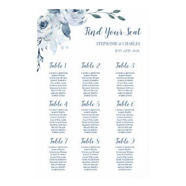 Dusty Blue Floral Wedding Seating Chart