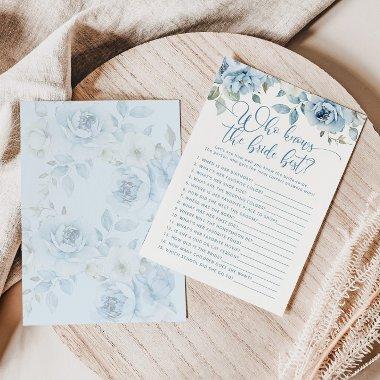 Dusty blue floral Who knows the bride best game