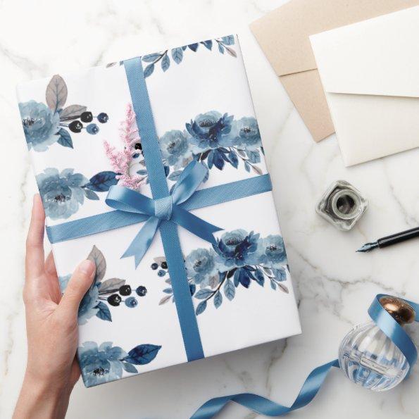 Dusty blue floral Wrapping Paper