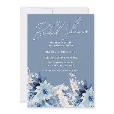 Dusty Blue Florals Beautiful Bridal Shower Invitations