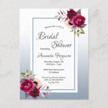 Dusty blue florals bridal shower invitation postInvitations