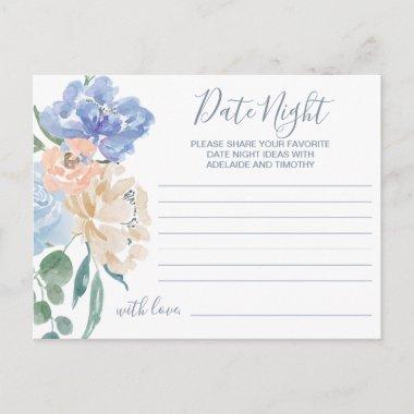 Dusty Blue Florals Date Night Idea Invitations