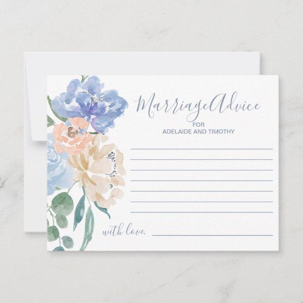 Dusty Blue Florals Marriage Advice Cards