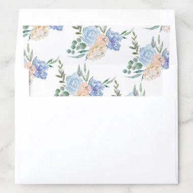 Dusty Blue Florals Pattern Envelope Liner