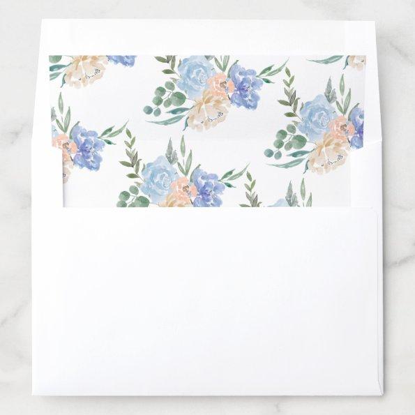 Dusty Blue Florals Pattern Envelope Liner