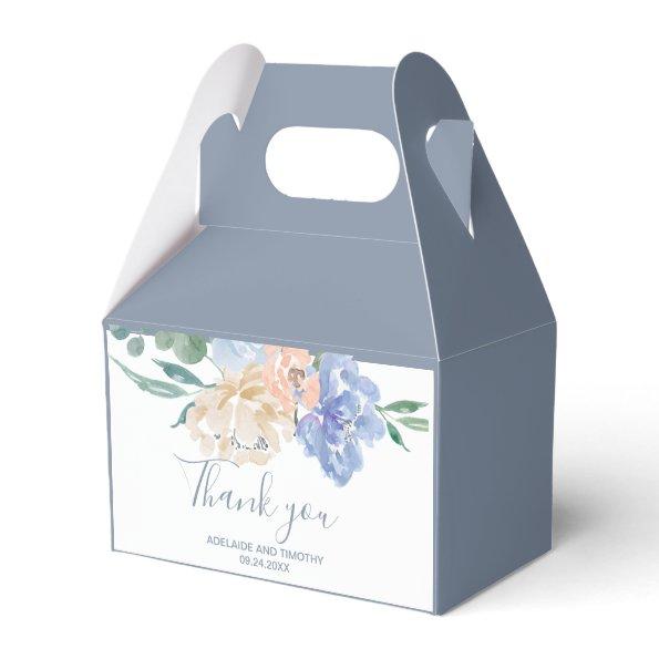 Dusty Blue Florals Thank You Favor Box