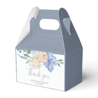 Dusty Blue Florals Thank You Favor Boxes