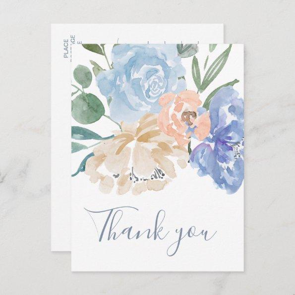 Dusty Blue Florals Thank You PostInvitations