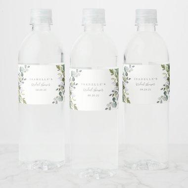 Dusty Blue Florals Water Bottle Labels