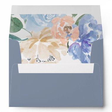 Dusty Blue Florals Wedding  Envelope