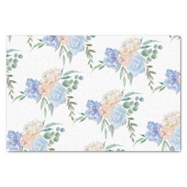 Dusty Blue Florals Wedding  Tissue Paper