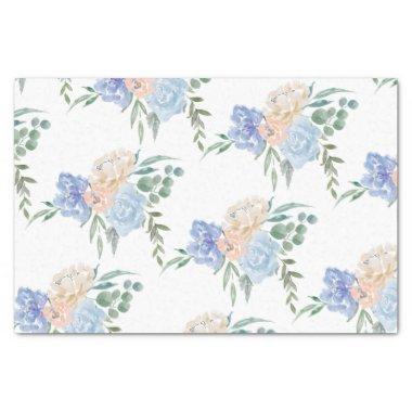 Dusty Blue Florals Wedding Invitations Tissue Paper