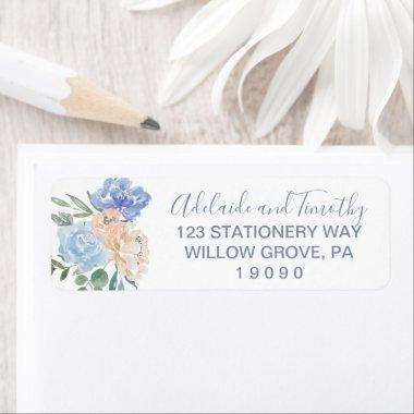 Dusty Blue Florals Wedding Label