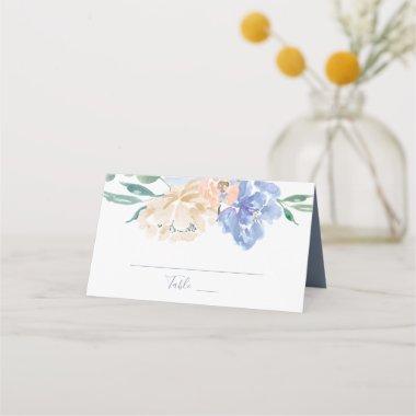 Dusty Blue Florals Wedding Place Invitations