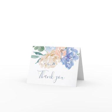 Dusty Blue Florals Wedding Thank You Invitations