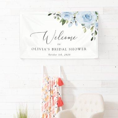 Dusty Blue Flowers, Boho,  Welcome Banner