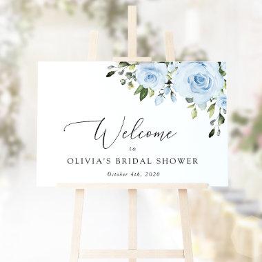 Dusty Blue Flowers, Boho, Bridal Shower Welcome Sign
