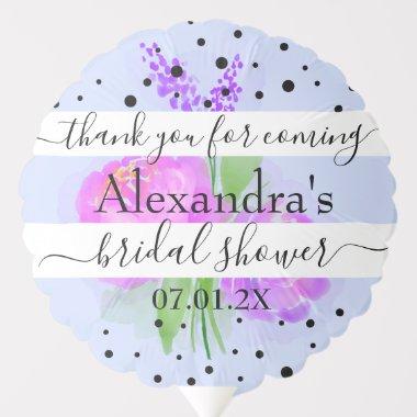 Dusty Blue, Flowers & Dots Bridal Shower Thank You Balloon