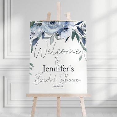 Dusty Blue Flowers Elegant  Poster