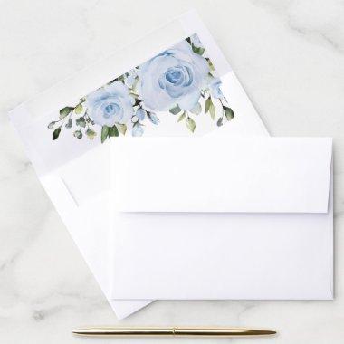 Dusty Blue Flowers, Greenery, Boho, Bridal Shower Envelope Liner