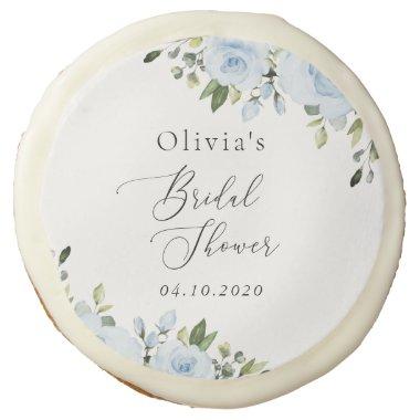 Dusty Blue Flowers, Greenery, Boho,  Sugar Cookie