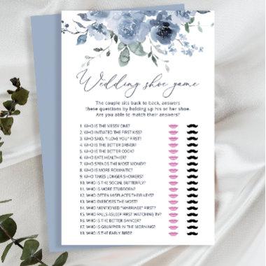 Dusty Blue Flowers Wedding Shoe Game Invitations