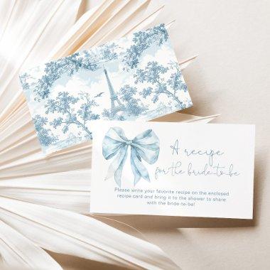 Dusty blue French bow recipe for the bride to be Enclosure