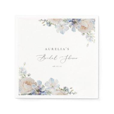 Dusty Blue Garden Floral Bridal Shower Napkins