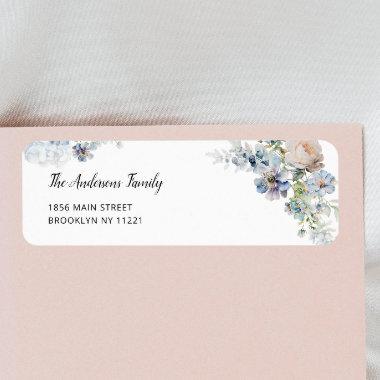 Dusty Blue Garden Floral Return Address Label