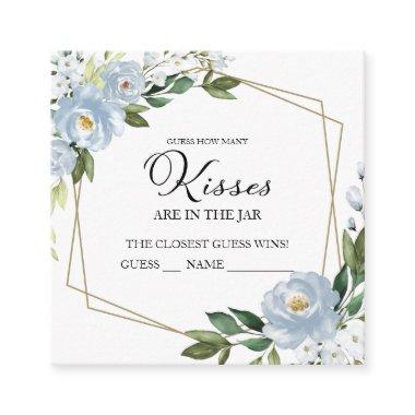 Dusty Blue Geometric Guess How Many Kisses Invitations