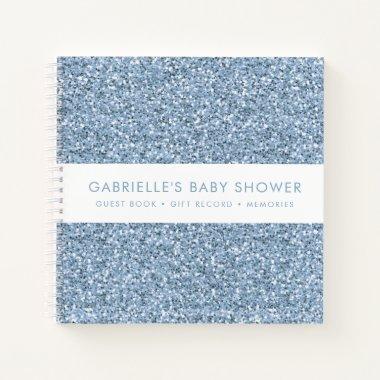 Dusty Blue Glitter Baby Shower Gifts + Guestbook Notebook