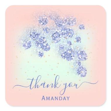 Dusty Blue Glitter Floral Gold Confetti Mint Peach Square Sticker