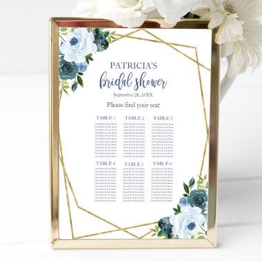 Dusty Blue Gold Floral Bridal Shower Seating Chart