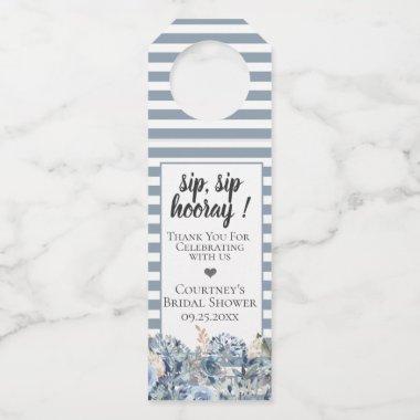 Dusty Blue Golden Botanical Bottle Hanger Tag