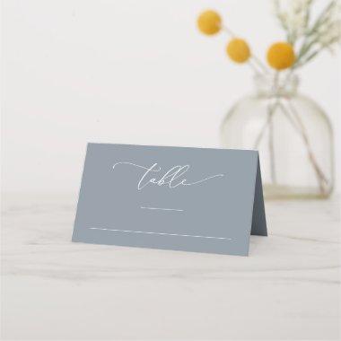 Dusty Blue Gray Minimalist 1 Wedding Table Number Place Invitations
