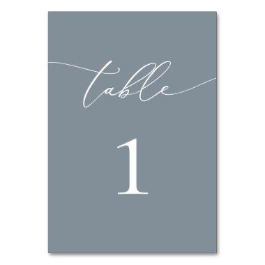Dusty Blue Gray Minimalist Table Number