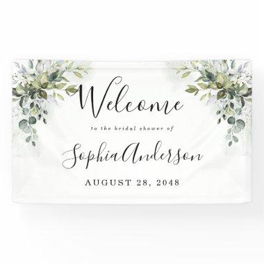 Dusty Blue Greenery  Welcome Sign
