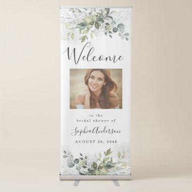 Dusty Blue Greenery Bridal Shower Welcome Sign