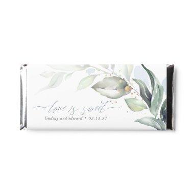 Dusty Blue Greenery Elegant Love Is Sweet Hershey Bar Favors